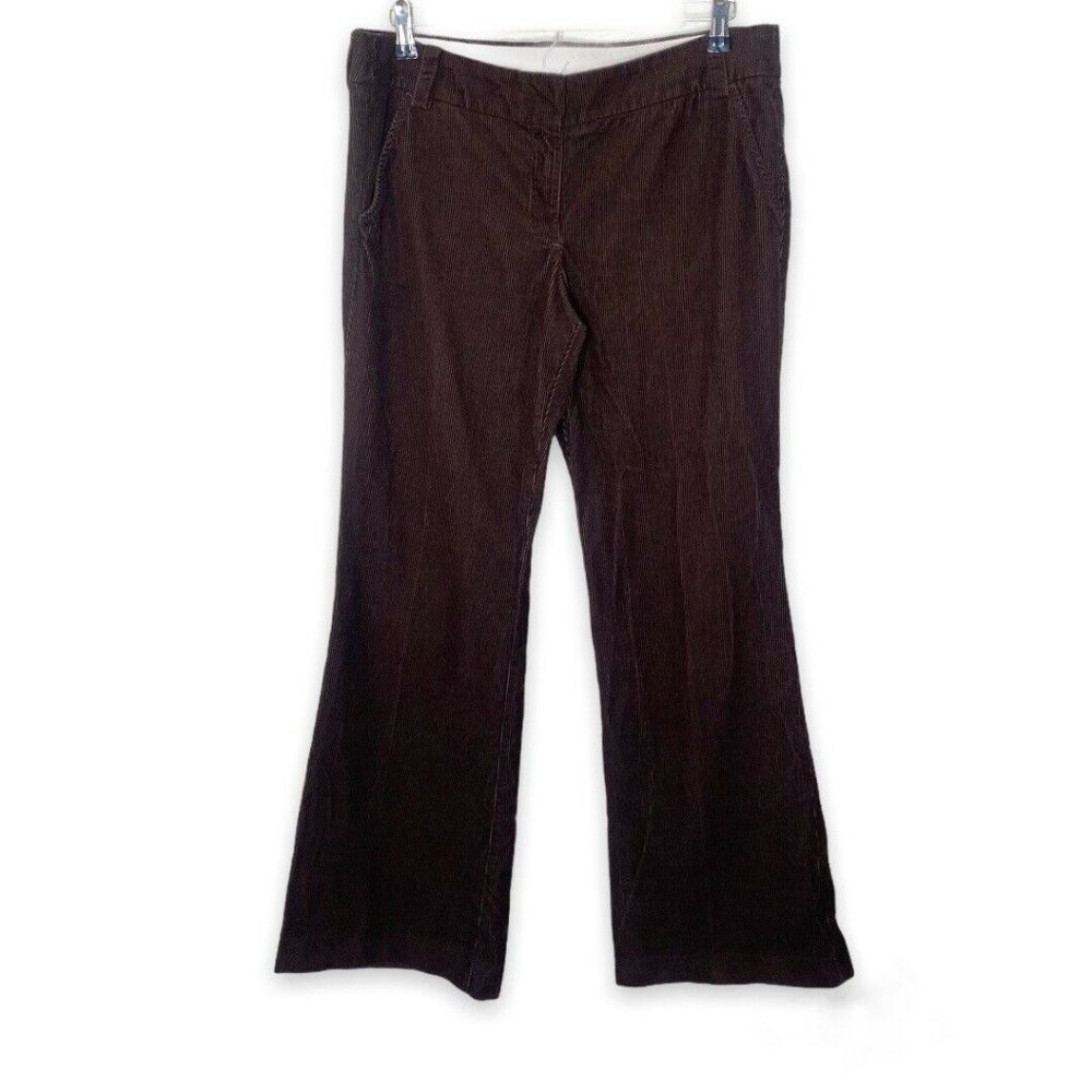 J. Crew City Fit Corduroy Pants Jeans Wide Leg Brown Size 8 Mid Rise Career Wear